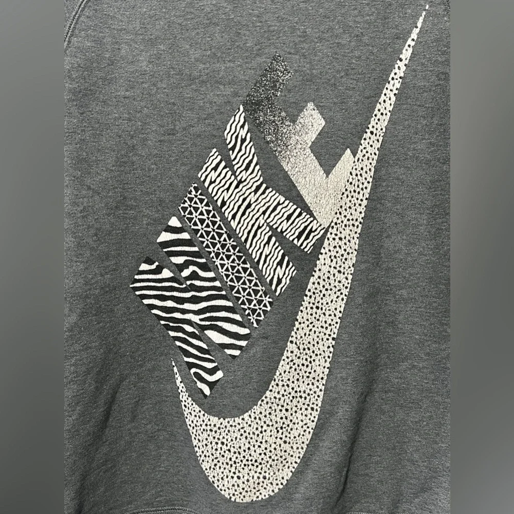 Nike Terry Cloth Big “Swoosh” Mixed Print Crewneck Top - Medium